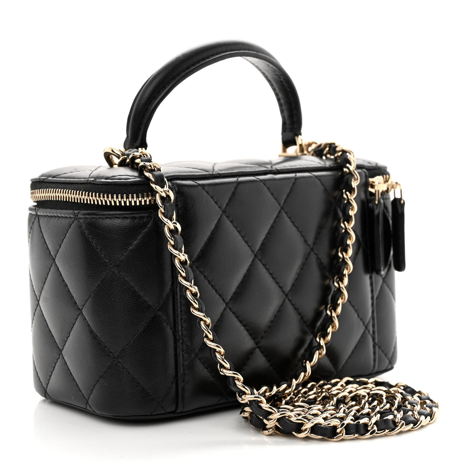Chanel Lambskin Quilted Small Top Handle Vanity Case With Chain Black 3 of 10