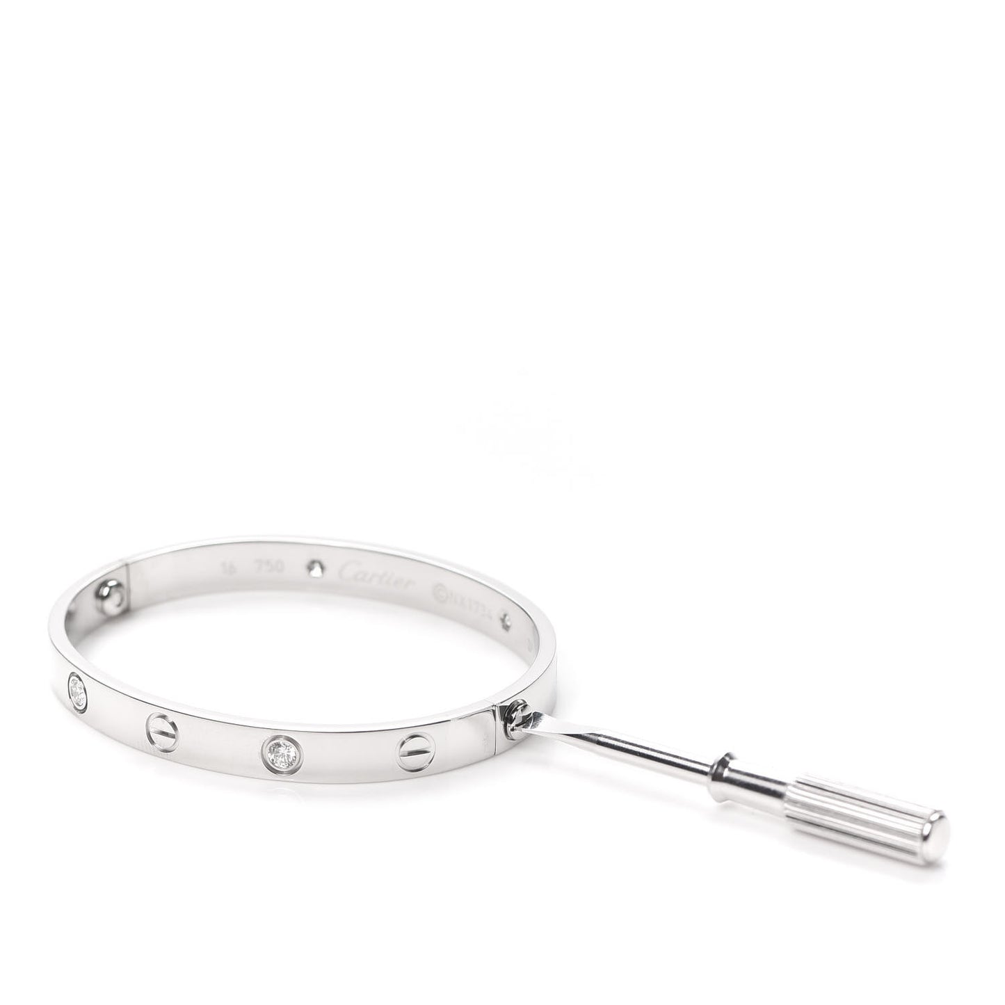 18K White Gold 4 Diamond LOVE Bracelet 16
