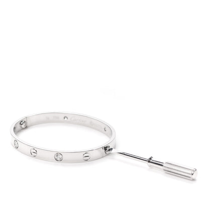 Cartier 18K White Gold 4 Diamond LOVE Bracelet 16 4 of 7