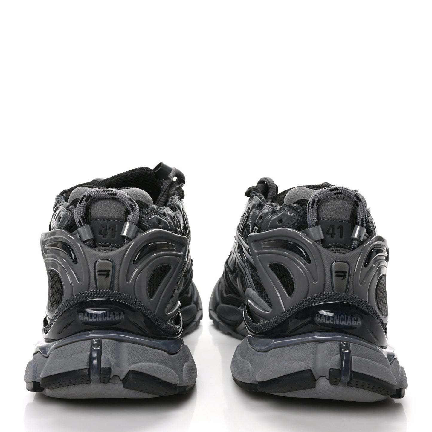 Mesh Rubber Distressed Mens Runner Sneakers 41 Black Grey