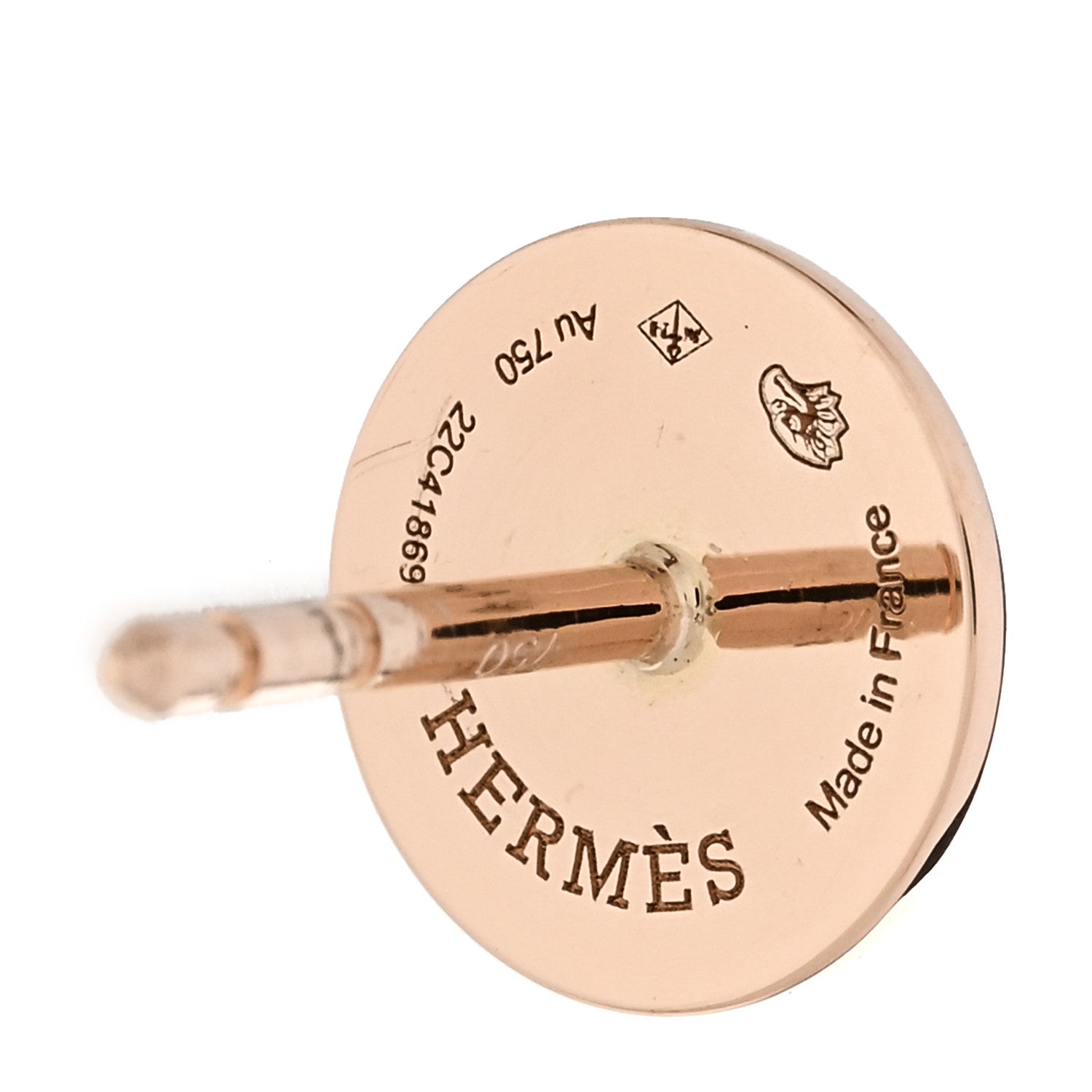 Hermes 18K Rose Gold TPM Ex-Libris Stud Earrings 4 of 5