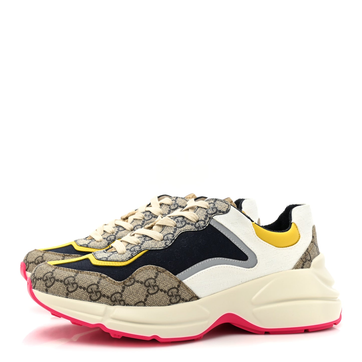 GG Supreme Monogram Mix Monogram Mens Rhyton Sneakers 9.5 London Blue Beige Sun Yellow
