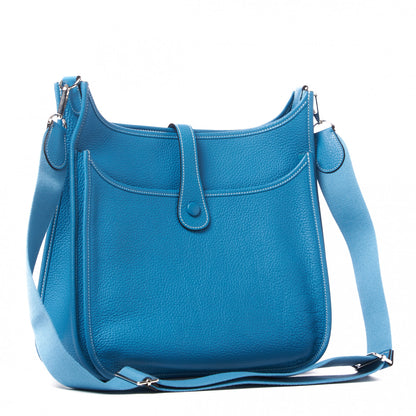 Hermes Taurillon Clemence Evelyne III GM Blue Jean 2 of 8