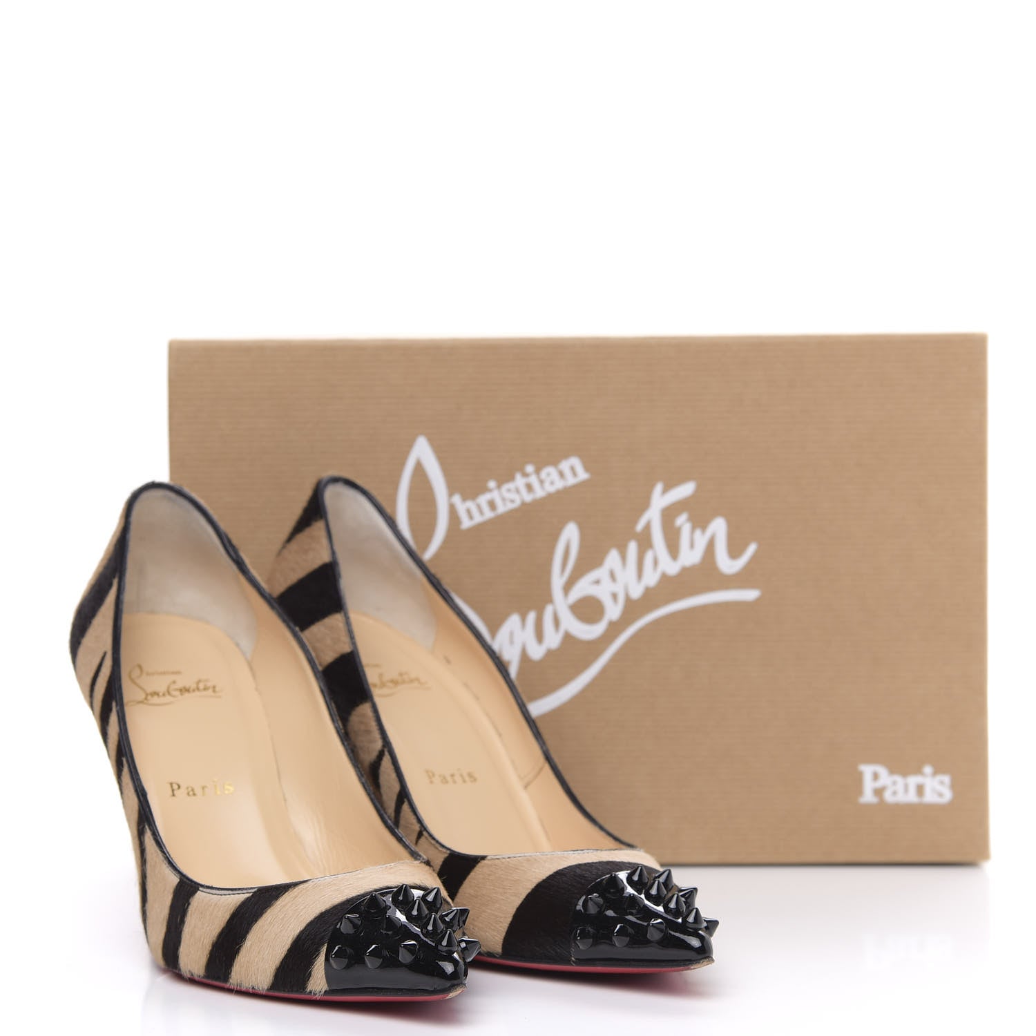 Christian Louboutin Calf Hair Patent Zebra Print Geo 85 Pumps 36.5 Dune Black 9 of 9