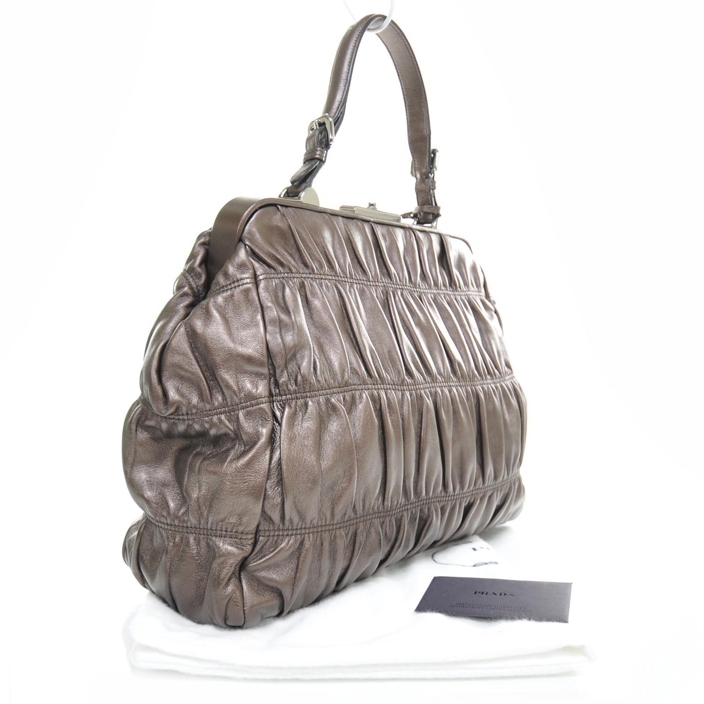 Nappa Gaufre Framed Tote Antico Mordore