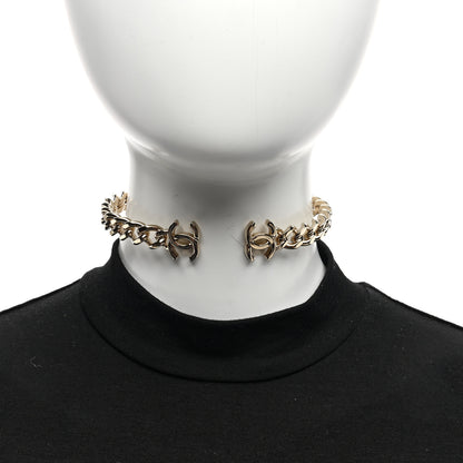 Chanel Metal CC Chain Link Choker Necklace M Gold 2 of 5
