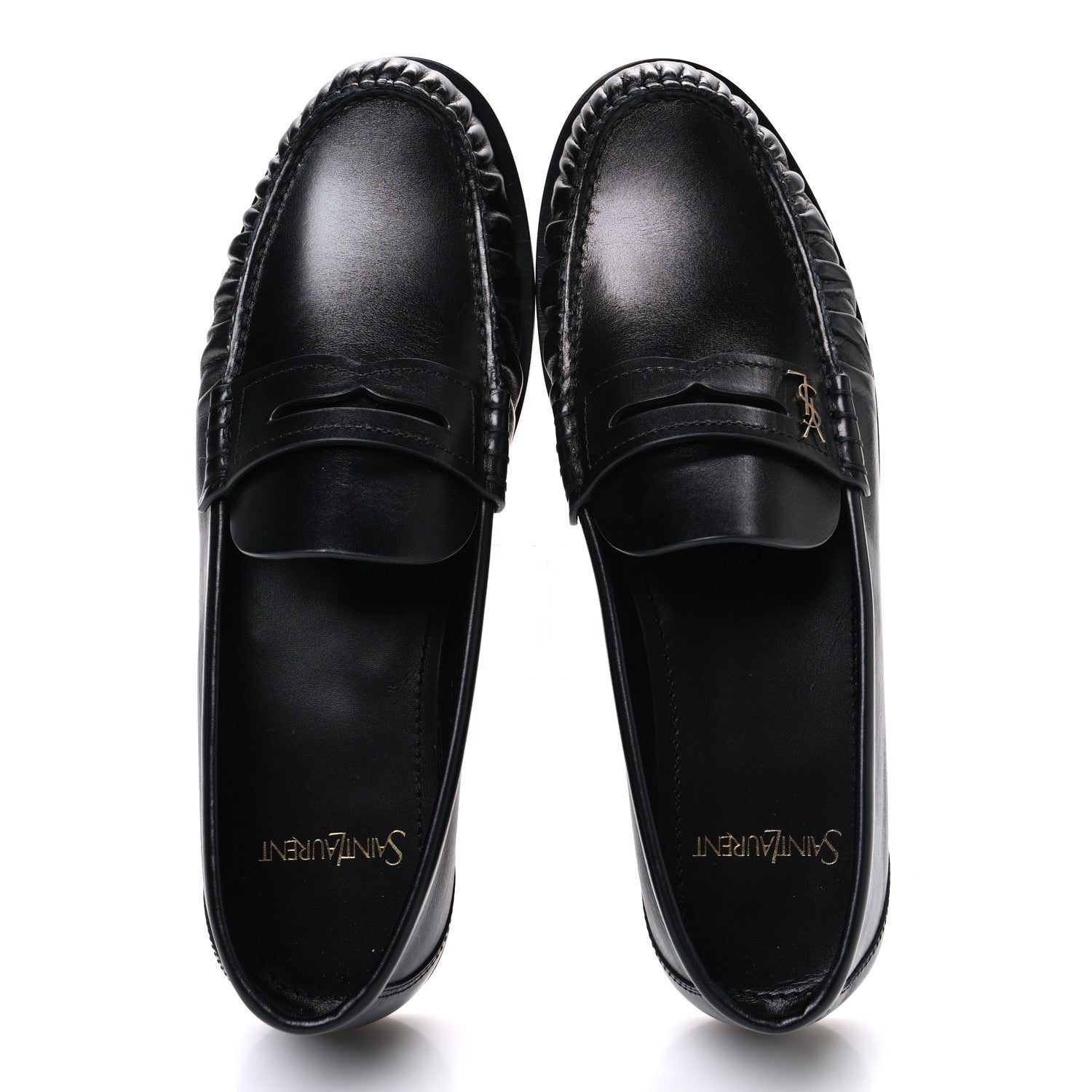 Saint Laurent Calfskin Penny Loafers 38 Black 2 of 11