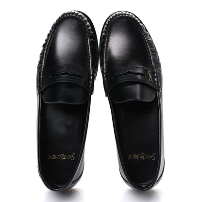 Saint Laurent Calfskin Penny Loafers 38 Black 2 of 11