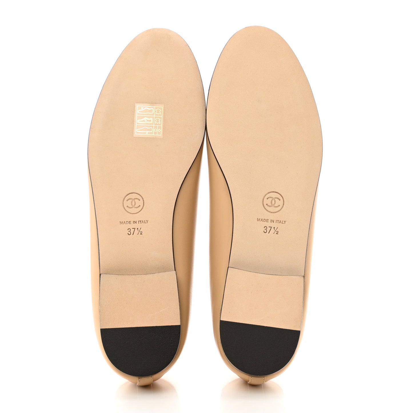 Lambskin Cap Toe CC Ballerina Flats 37.5 Beige Black