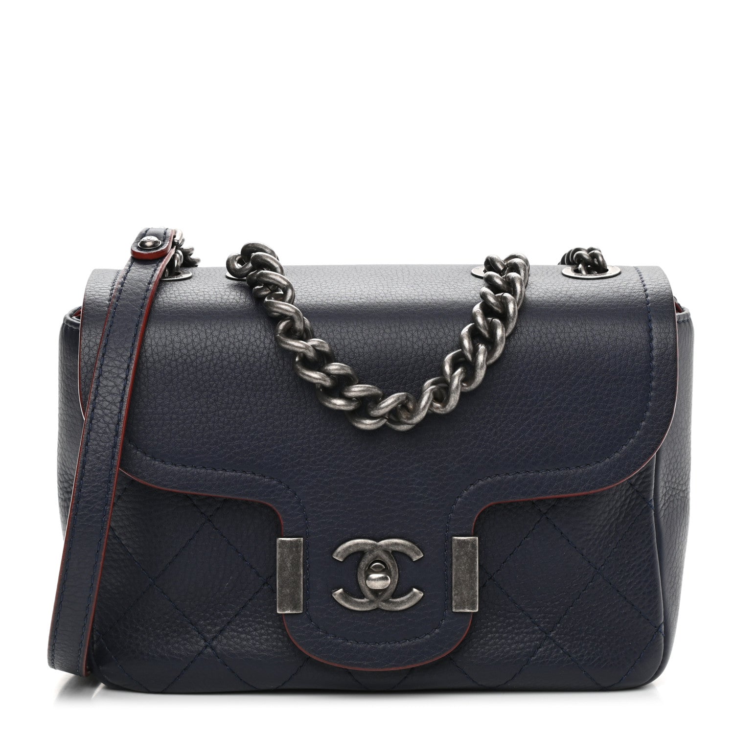 Chanel Grained Calfskin Archi Chic Flap Navy 1 of 12