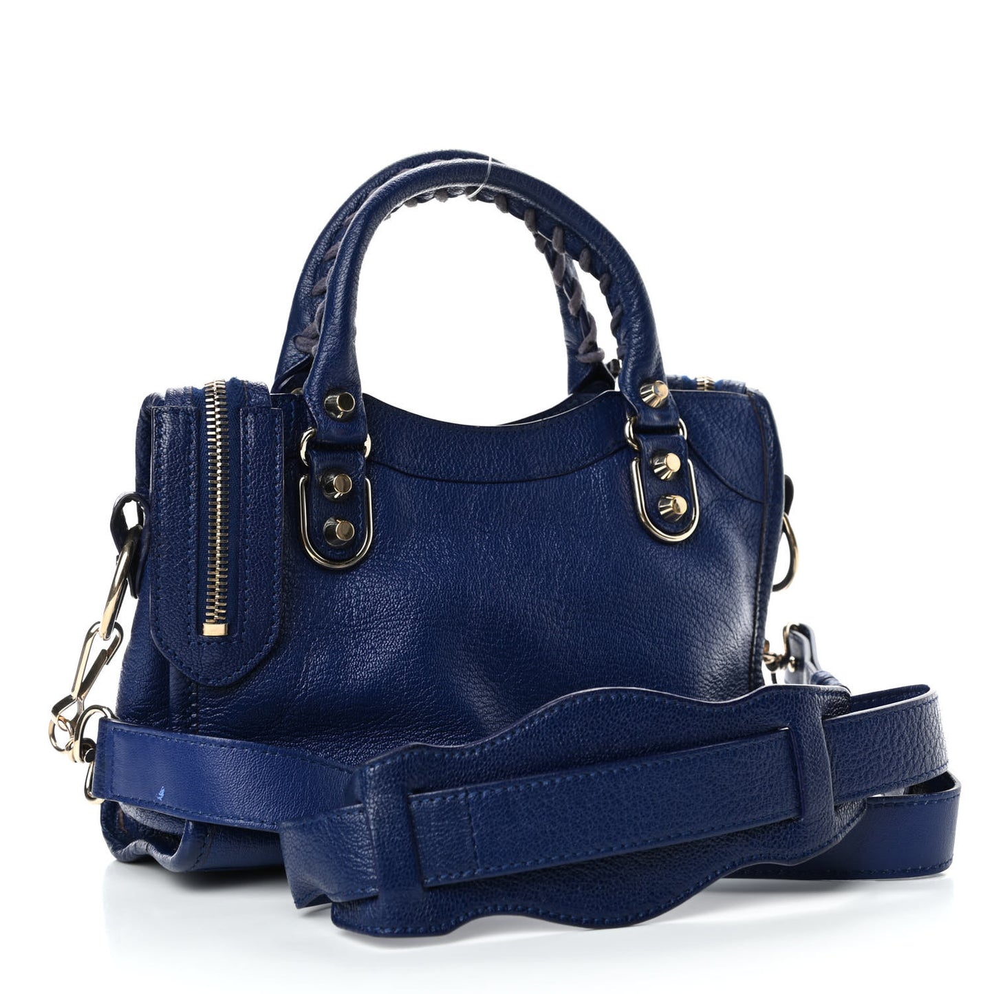 Chevre Gold Metallic Edge Hardware Mini City Bleu Roi