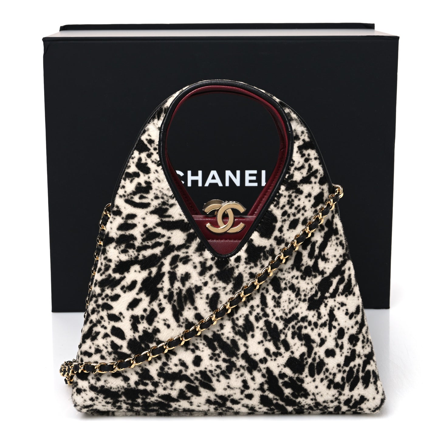 Pony Hair Printed Chic Lady Small Shopping Tote White Black