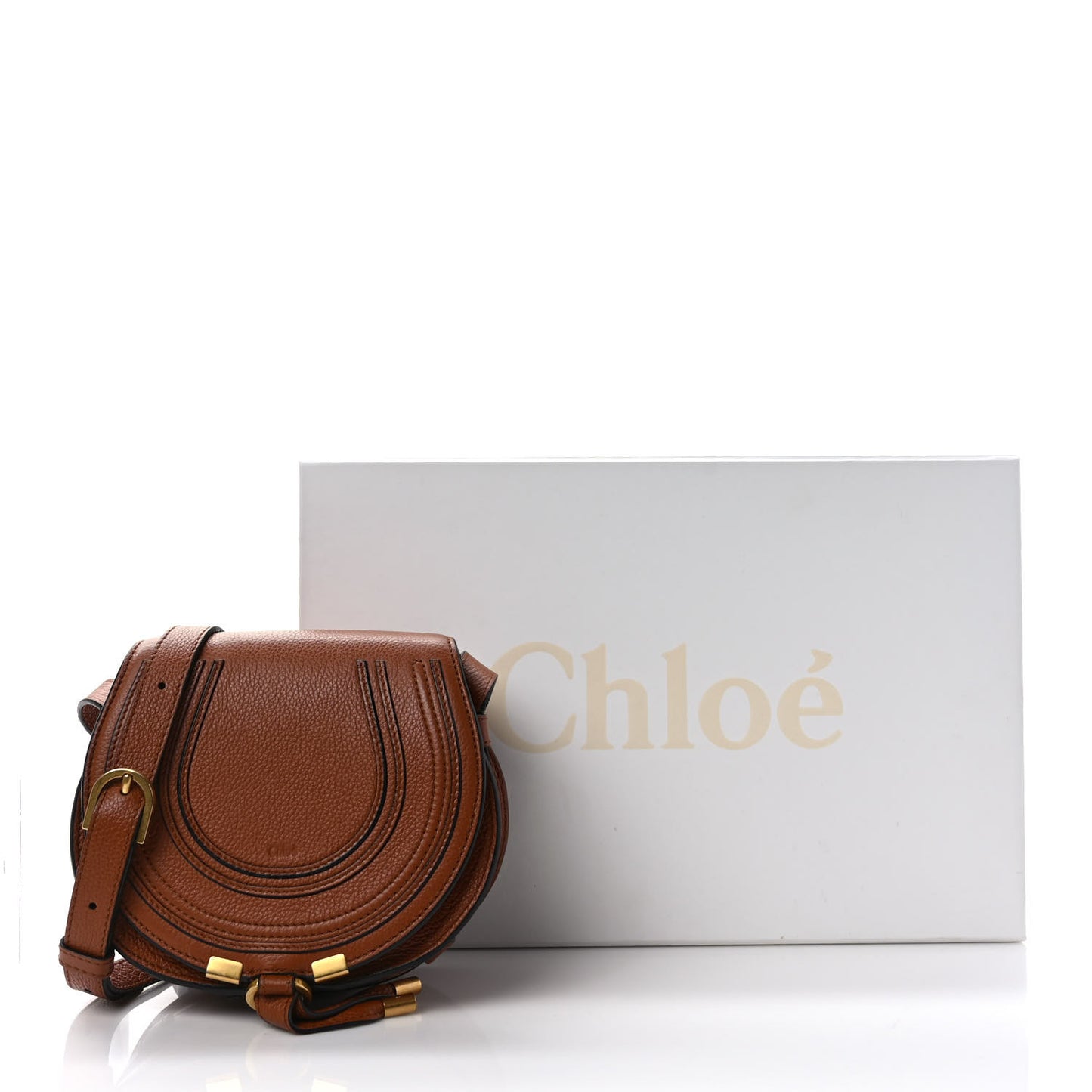Grained Calfskin Small Marcie Saddle Bag Tan