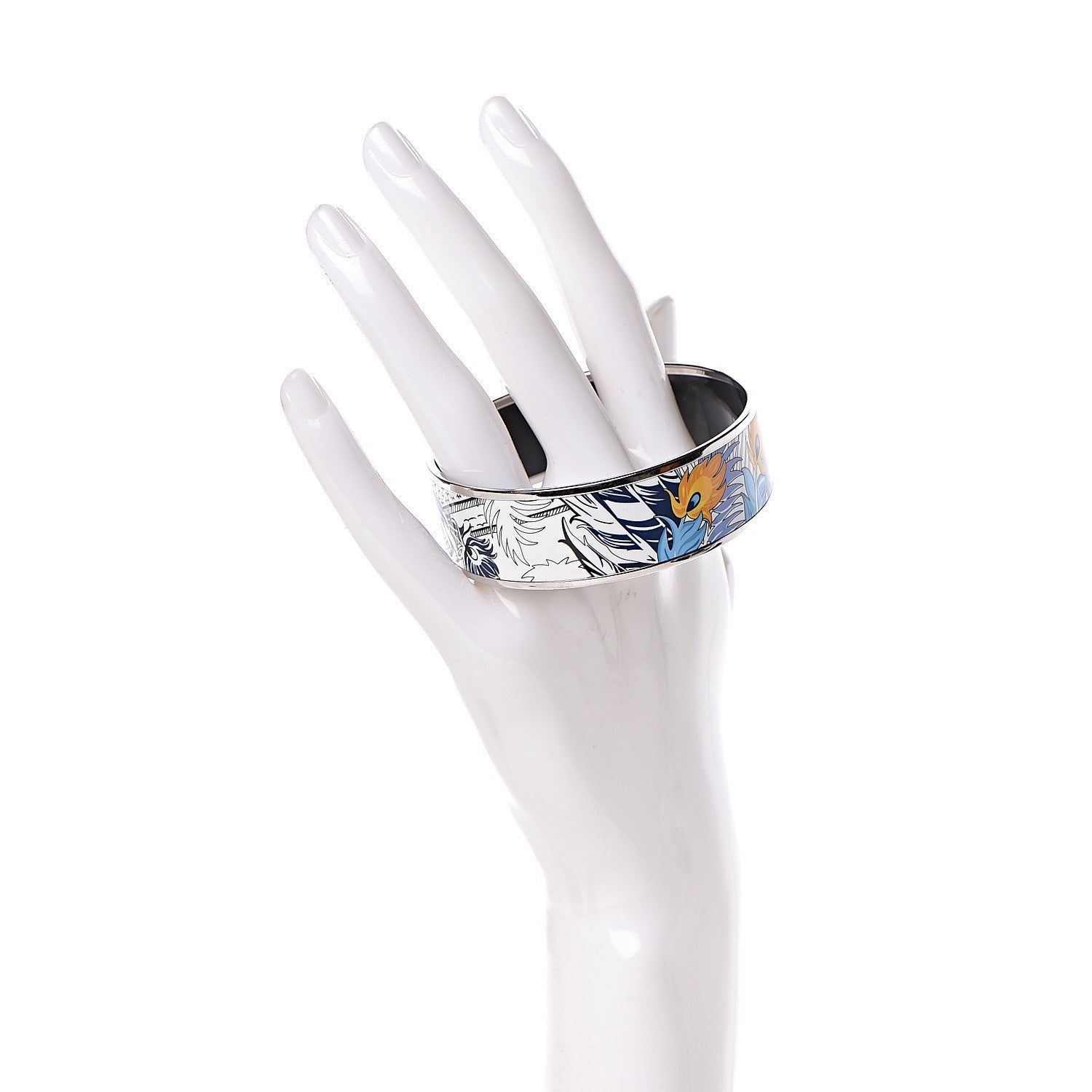 Hermes Enamel Printed Wide Mythiques Phoenix Bracelet 65 Pollen Azur 2 of 6