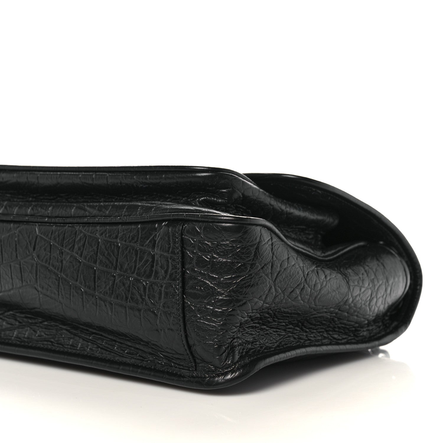 Saint Laurent Crocodile Embossed Lambskin Monogram Medium Niki Chain Satchel Black 11 of 11