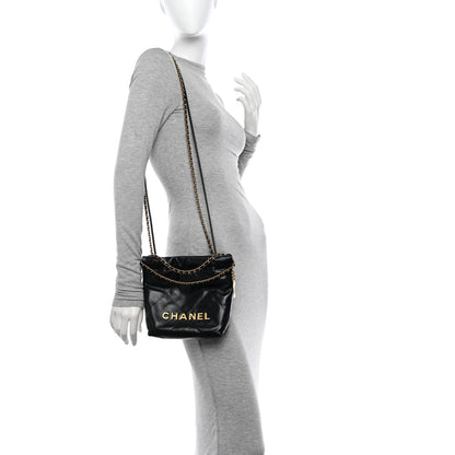 Chanel Shiny Calfskin Quilted Mini Chanel 22 Black 3 of 10
