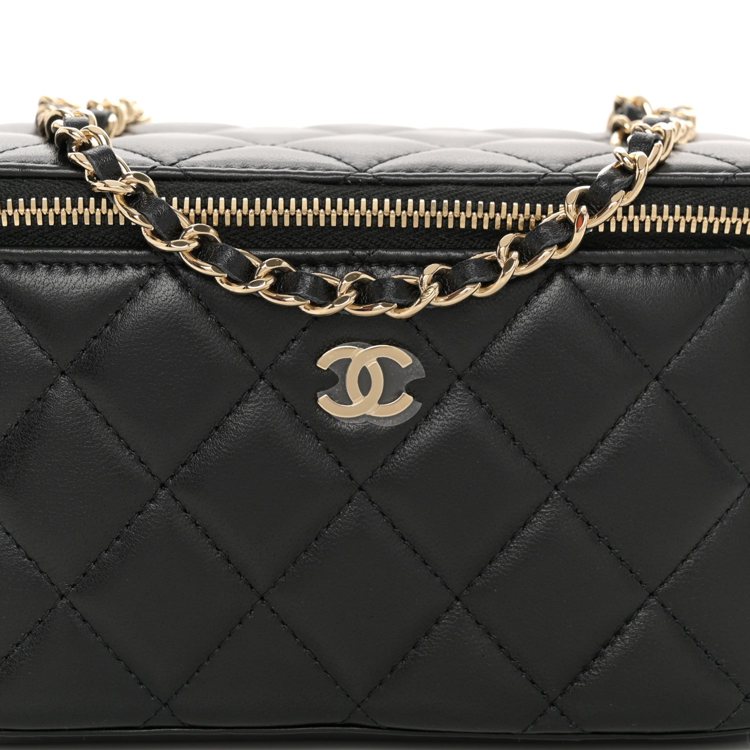 Chanel Lambskin Quilted Small Vanity Case With Chain Black 8 of 10