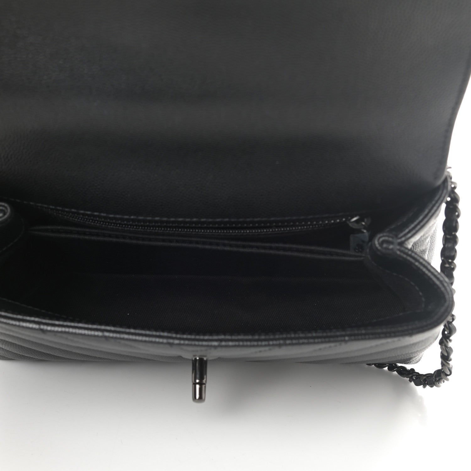 Chanel Caviar Chevron Quilted Mini Coco Handle Flap So Black 5 of 11