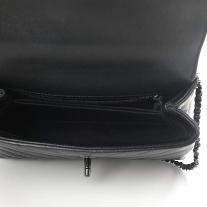 Chanel Caviar Chevron Quilted Mini Coco Handle Flap So Black 5 of 11