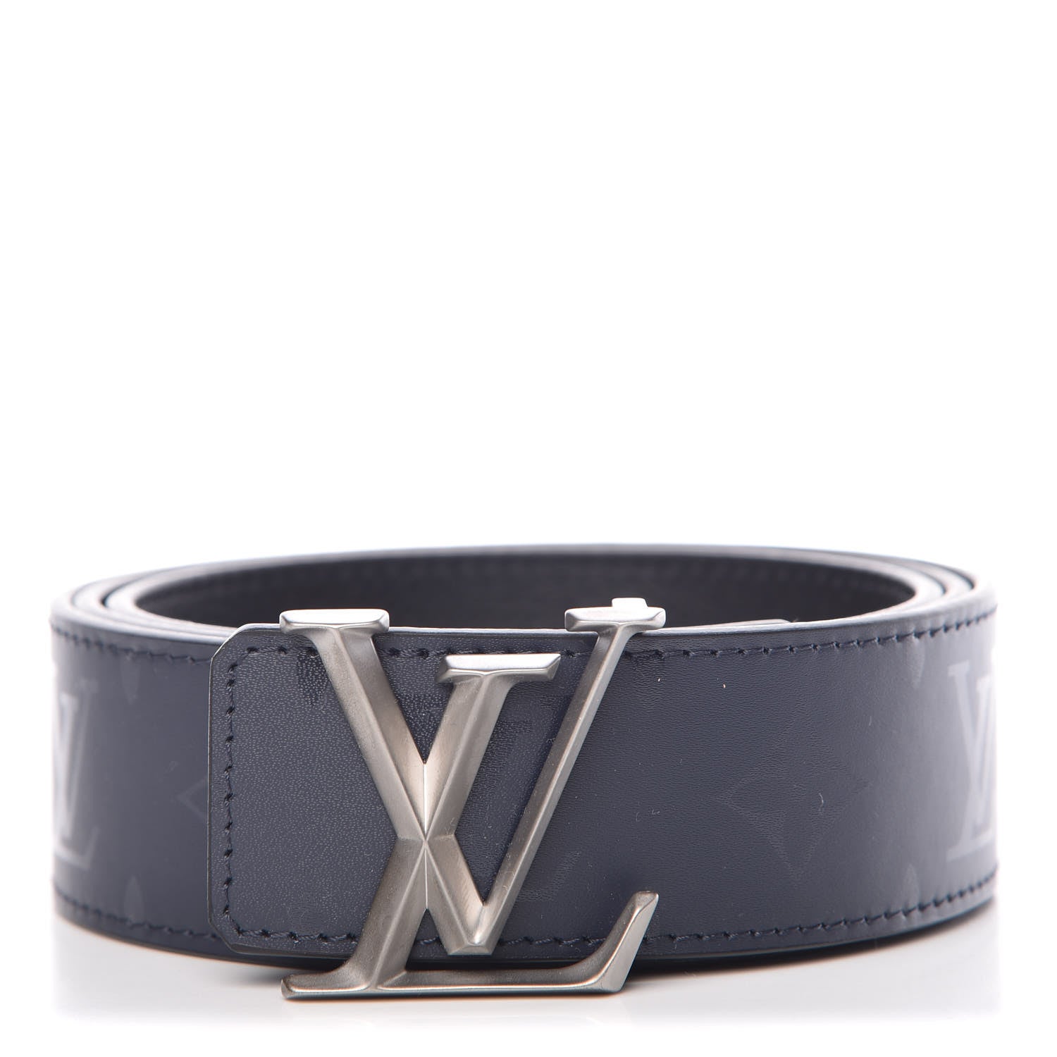 Louis Vuitton Calfskin Illusion Monogram 40mm LV Pyramide Belt 100 40 Navy Black 1 of 6
