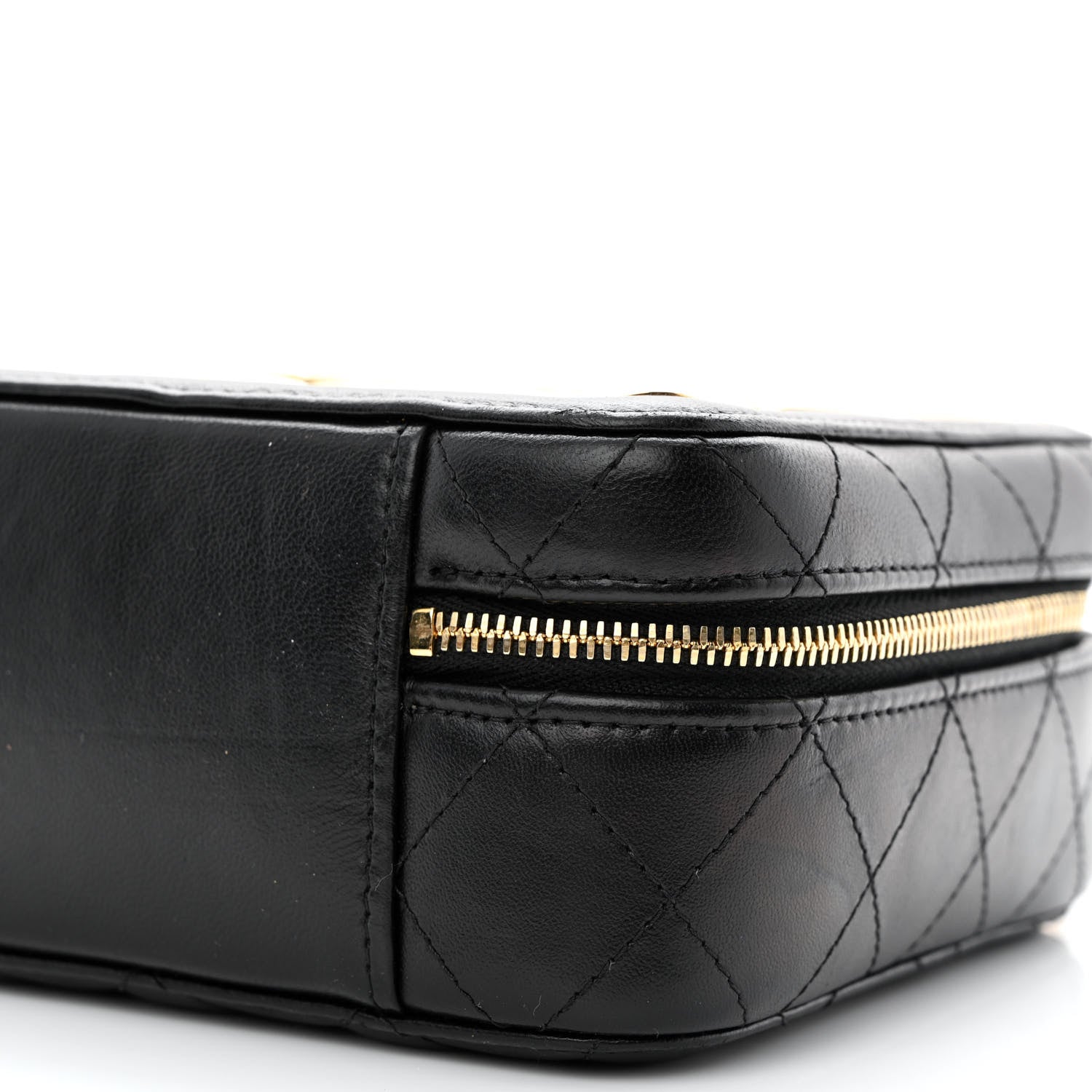 Chanel Lambskin Metal Quilted Golden Plate Vanity Case Black Golden Plate Vanity Case Black Gold 12 of 12