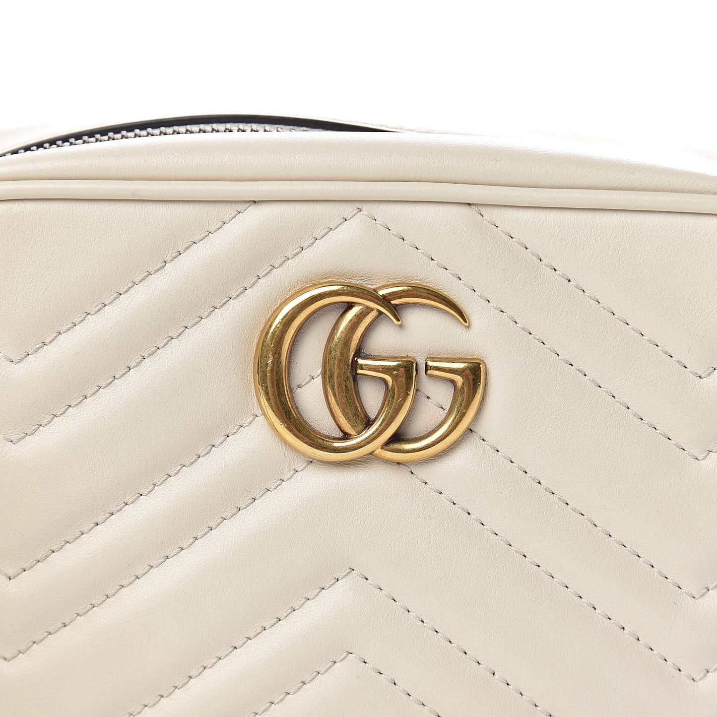 Calfskin Matelasse Mini GG Marmont Chain Shoulder Bag White