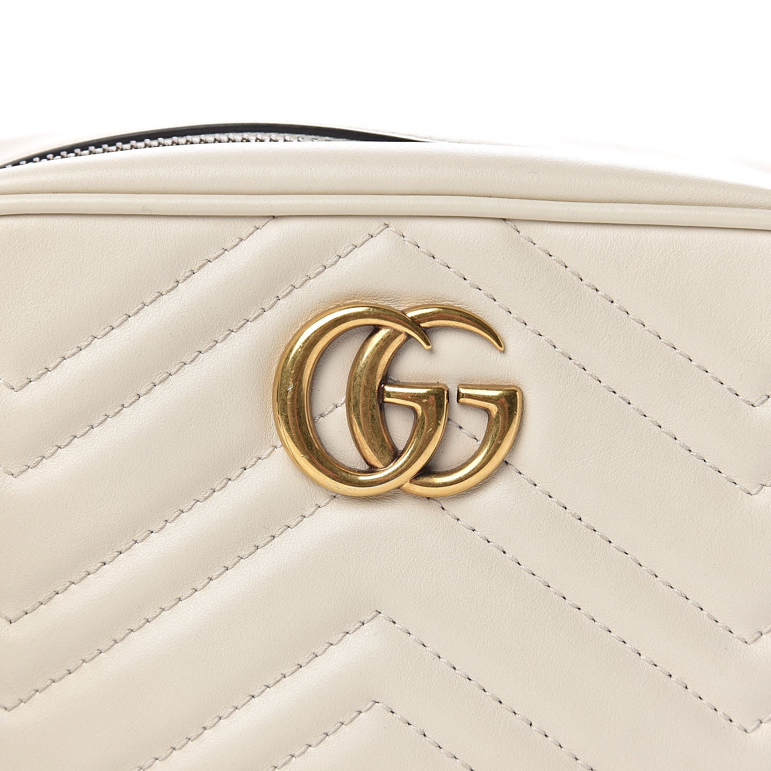 Gucci Calfskin Matelasse Mini GG Marmont Chain Shoulder Bag White 10 of 10