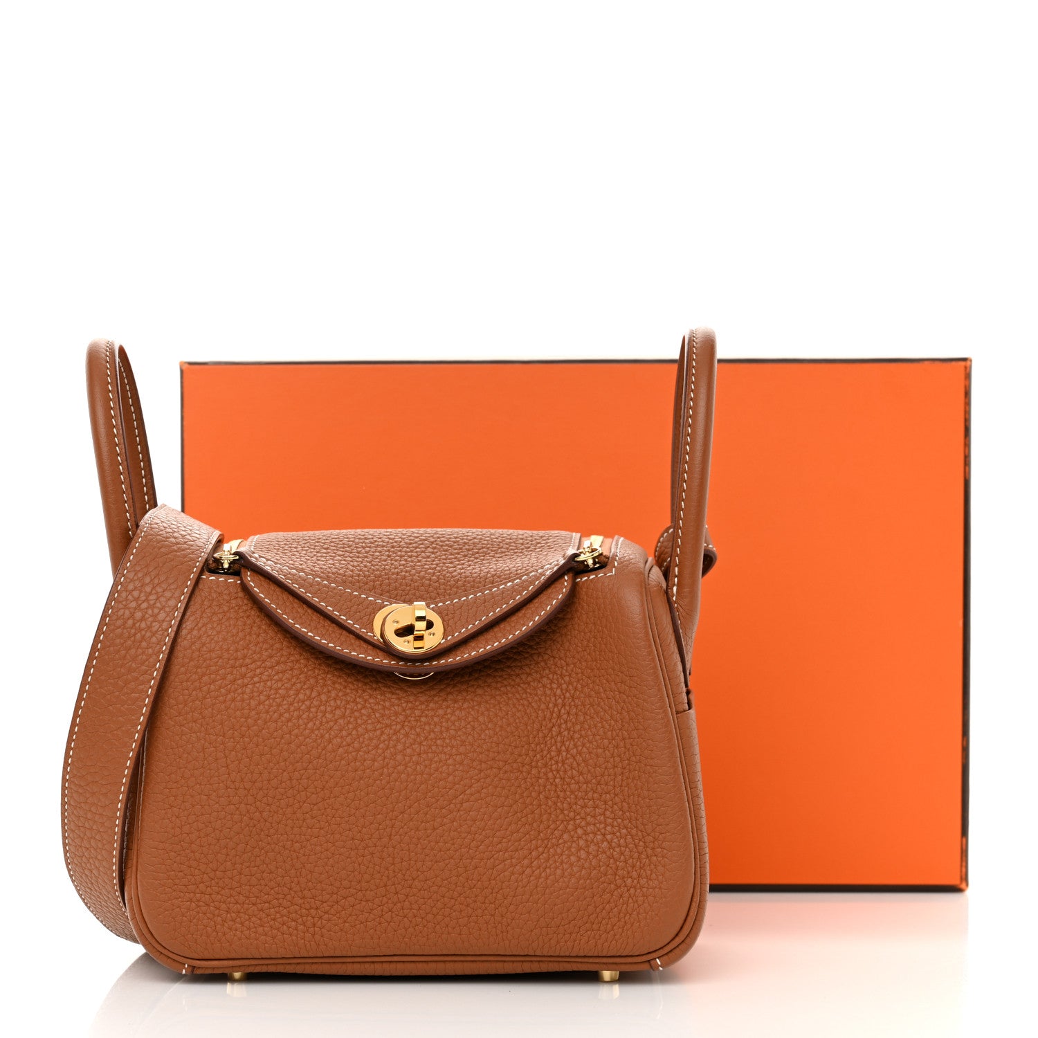 Hermes Taurillon Clemence Mini Lindy 20 Gold 11 of 11