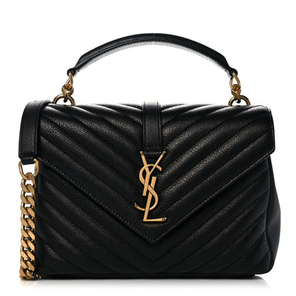 Saint Laurent Sheepskin Matelasse Chevron Monogram Medium College Bag Black 1 of 11