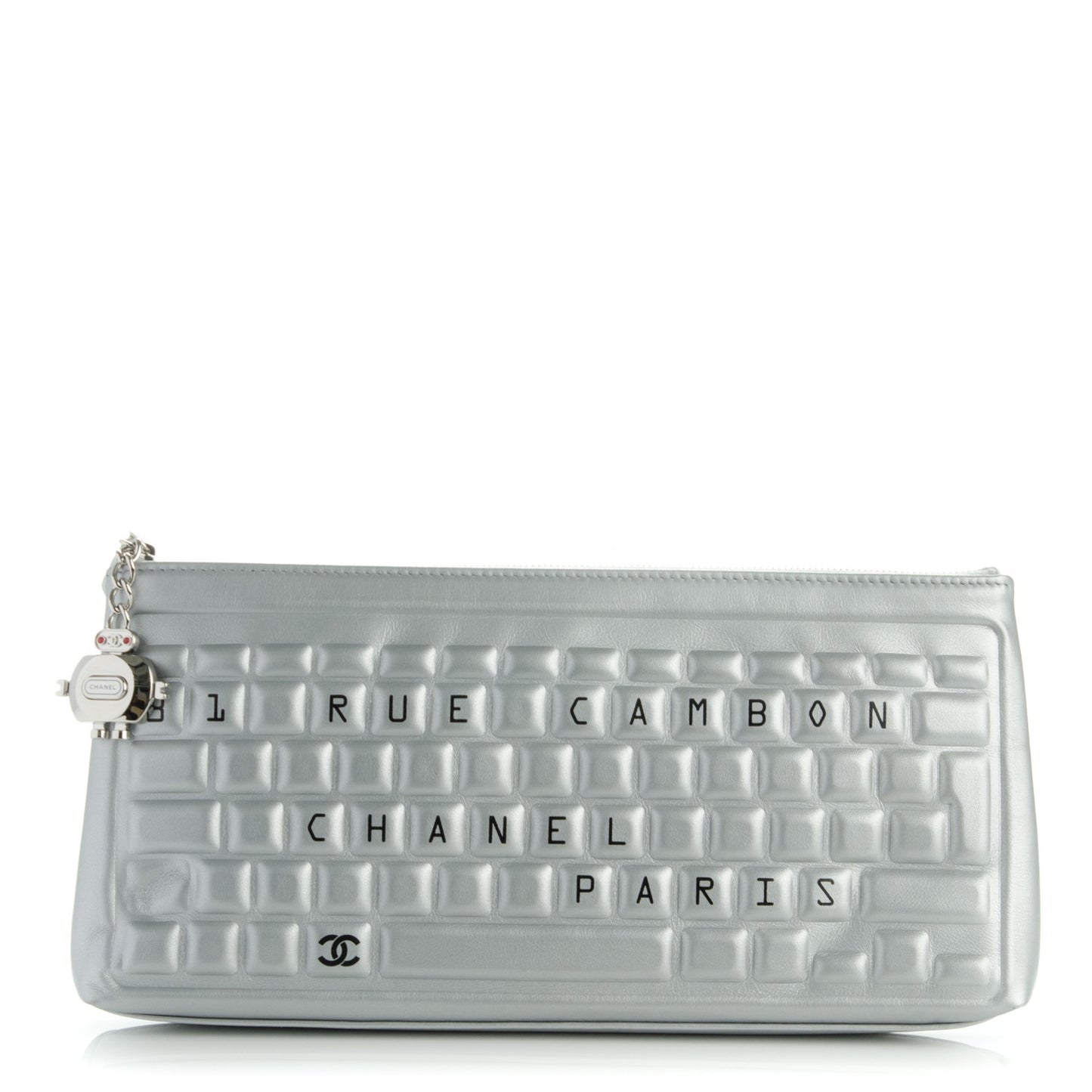 Metallic Calfskin Keyboard Pouch Silver