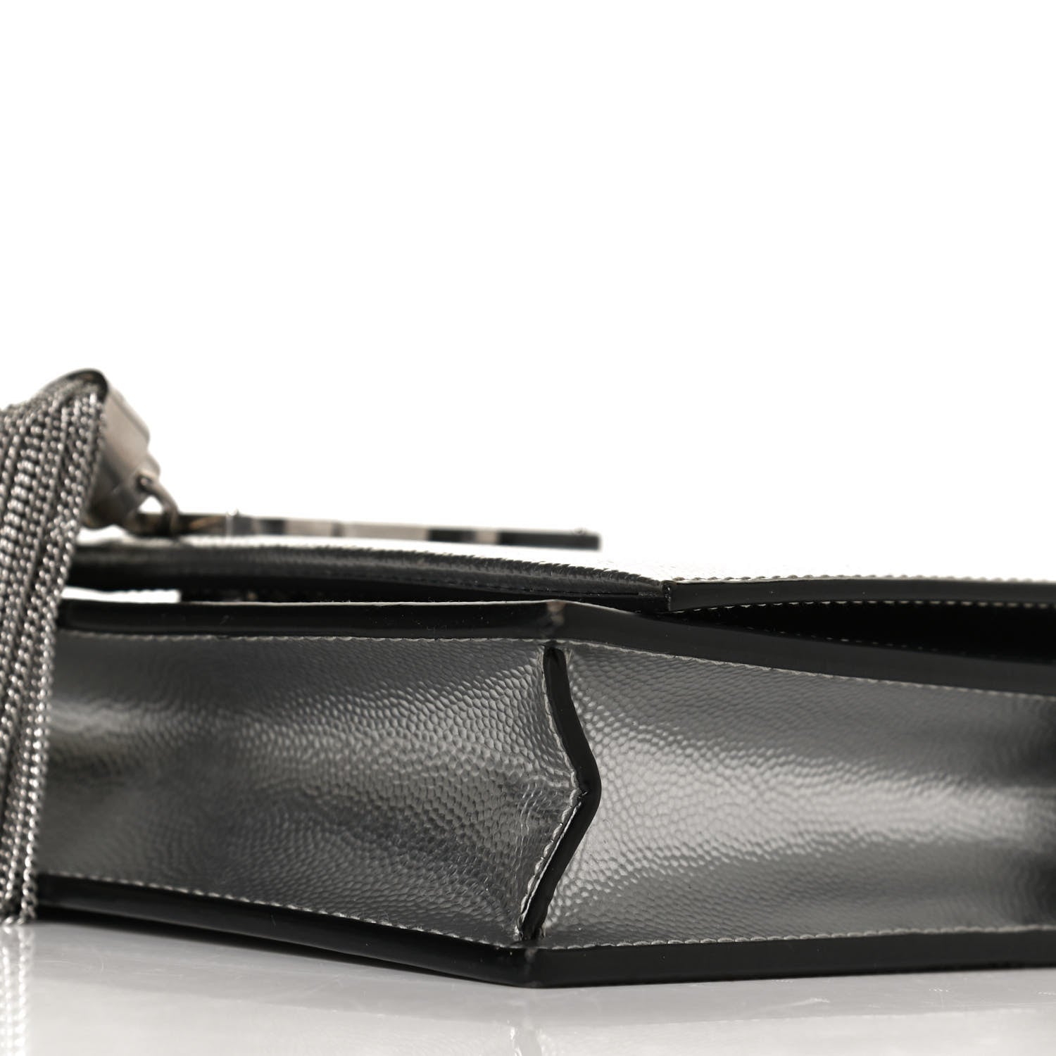 Saint Laurent Metallic Grain De Poudre Kate Monogram Tassel Chain Wallet Silver 9 of 10