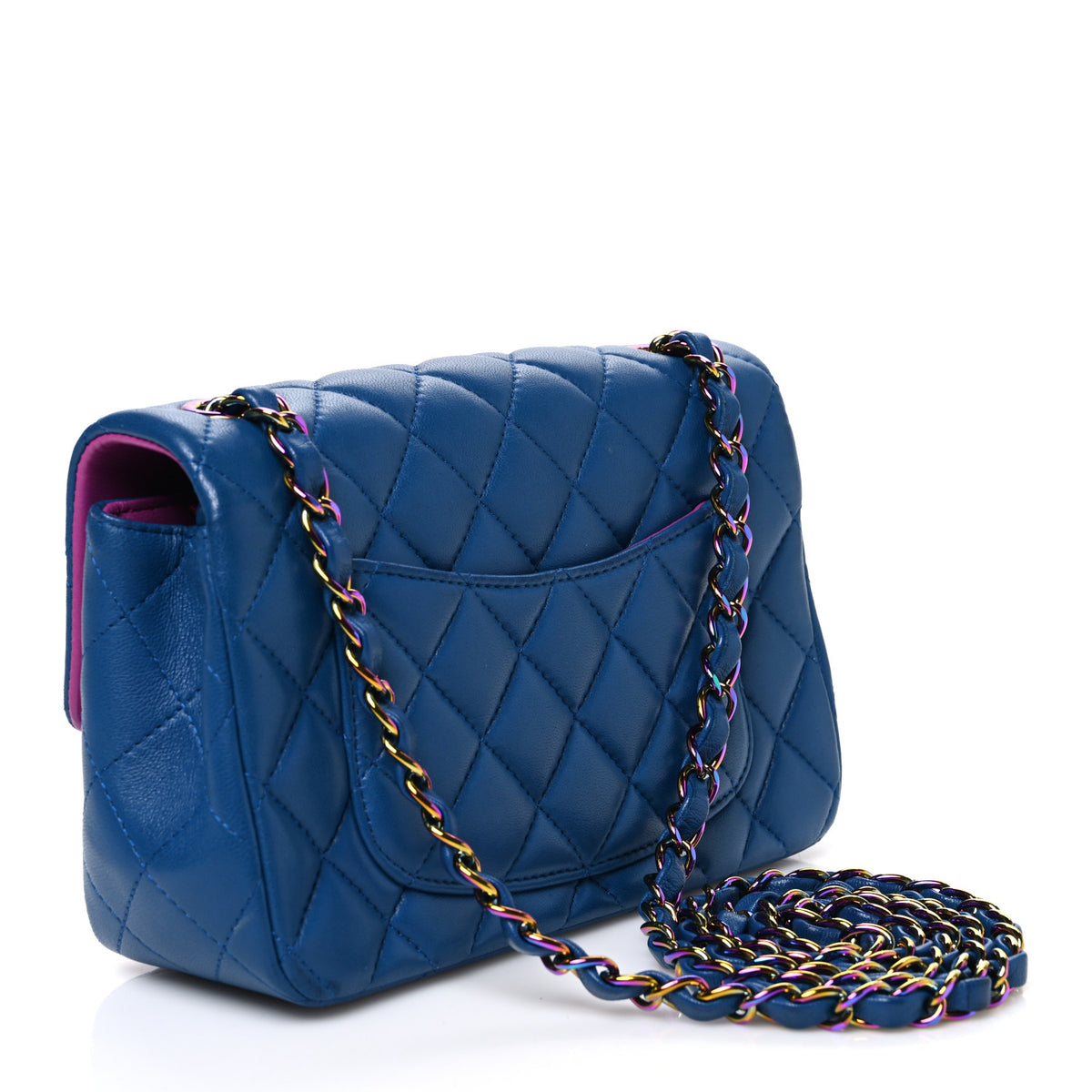Chanel Lambskin Quilted Mini Rectangular Flap Blue Purple 3 of 11