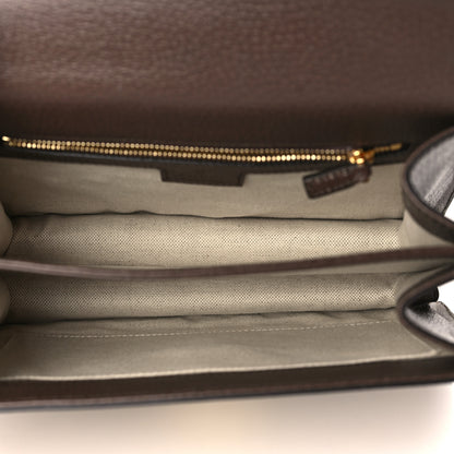 Gucci Monogram Jumbo GG Textured Dollar Calfskin Web Small Ophidia Padlock Top Handle Bag Camel Ebony New Acero 5 of 8