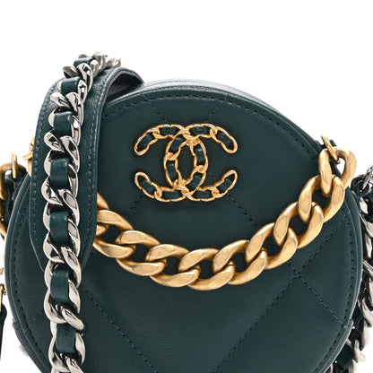 Chanel Lambskin Quilted Chanel 19 Round Clutch With Chain Green 8 of 10