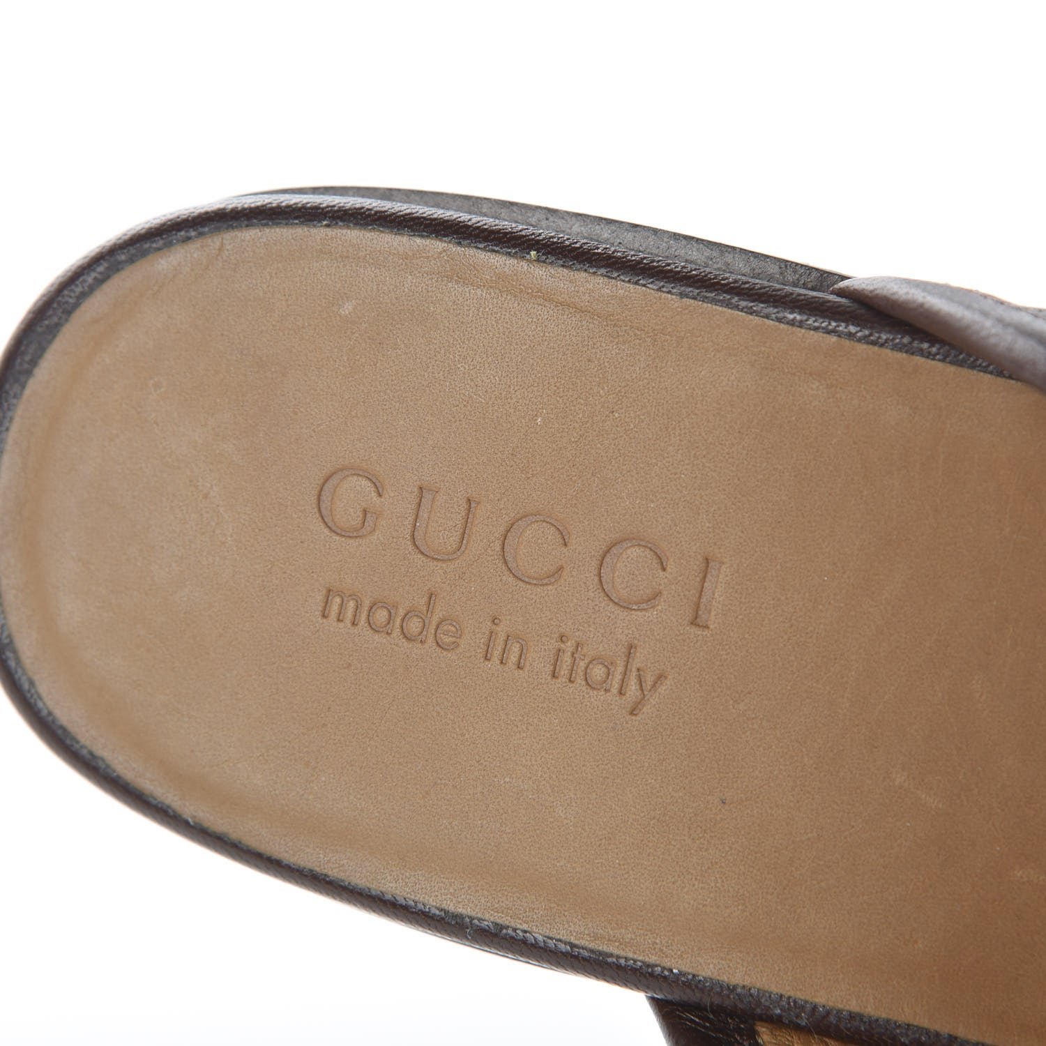 Gucci Goatskin Mens Horsebit Slippers 9 Light Brown 7 of 8