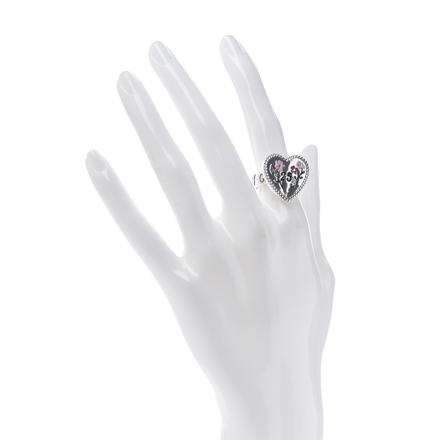 Gucci Sterling Silver Heart 25 Ring 52 6 2 of 4