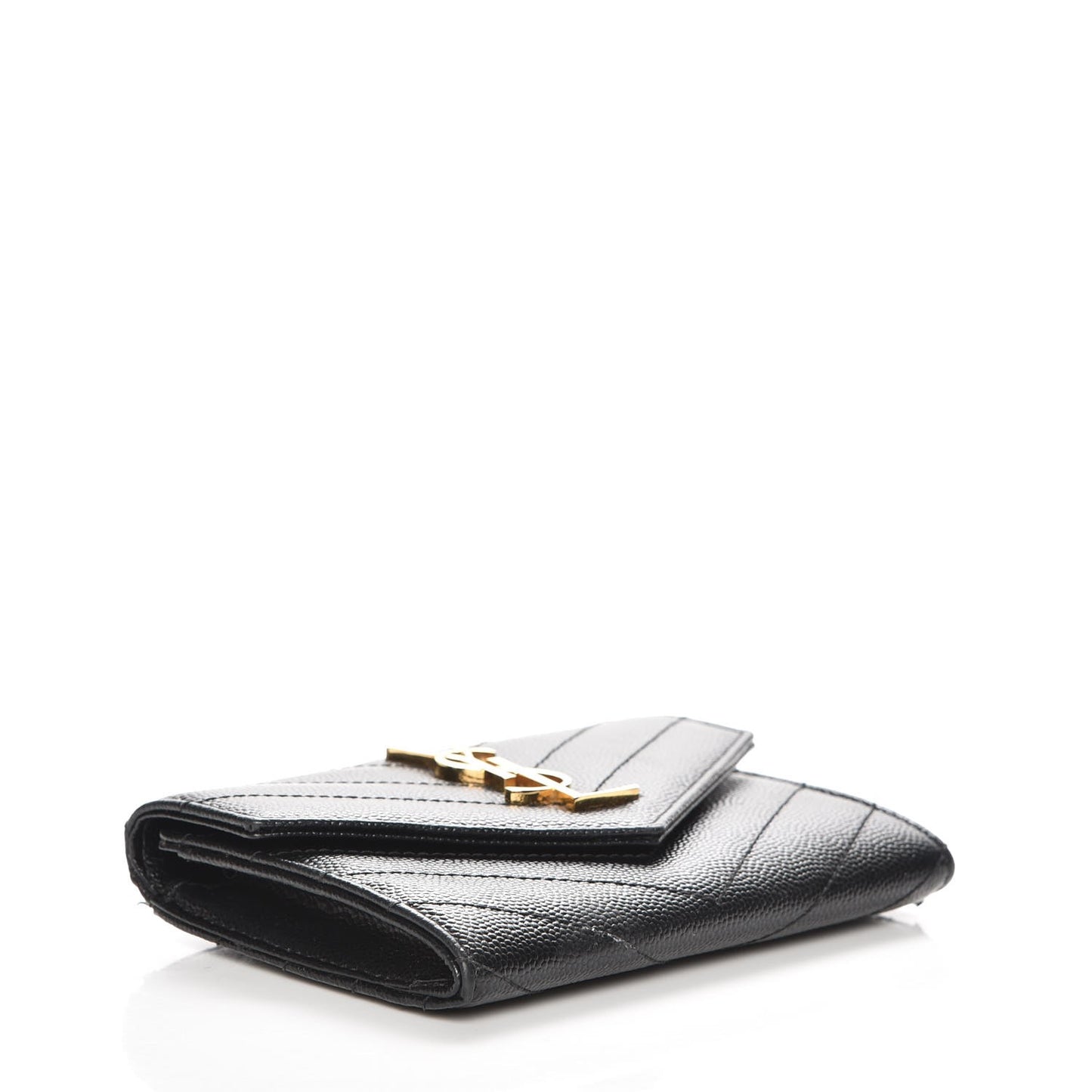 Grain De Poudre Matelasse Chevron Small Monogram Envelope Wallet Black