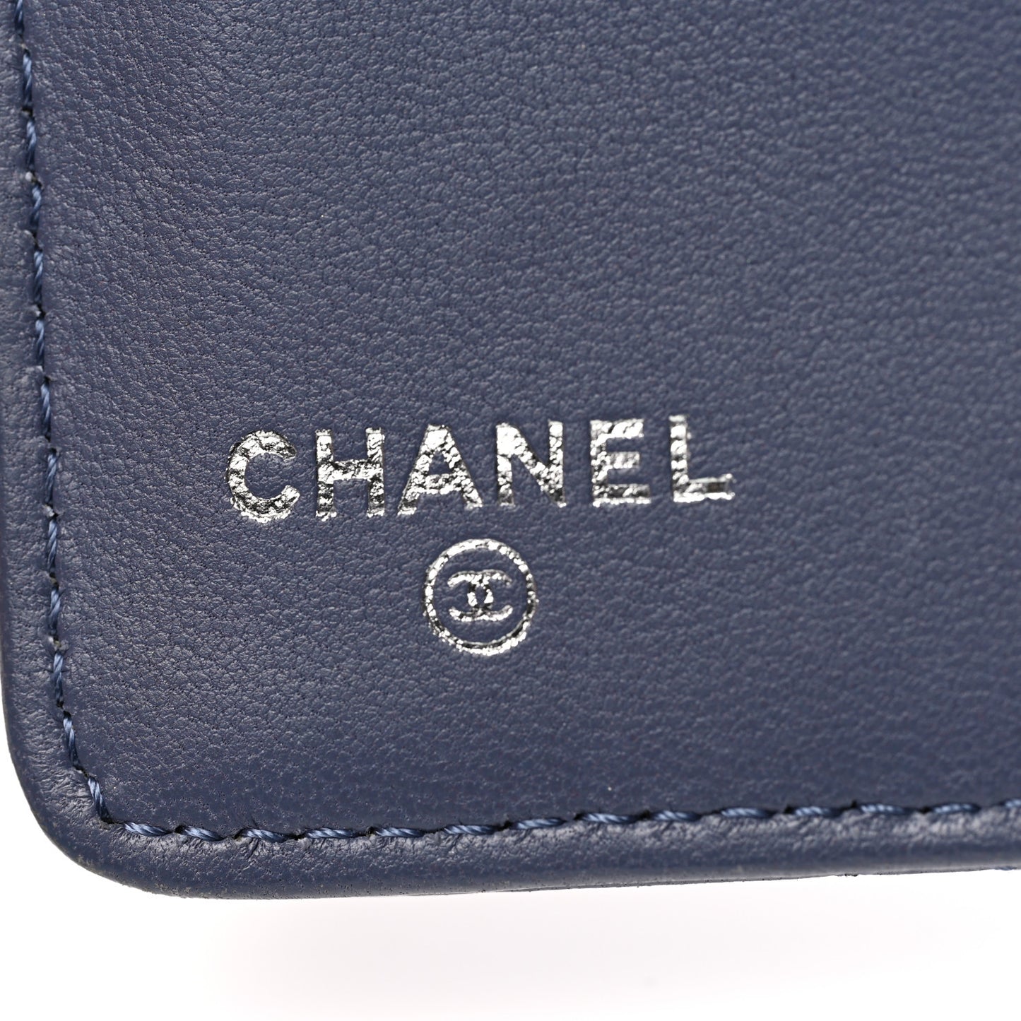 Lambskin Quilted Yen Wallet Blue