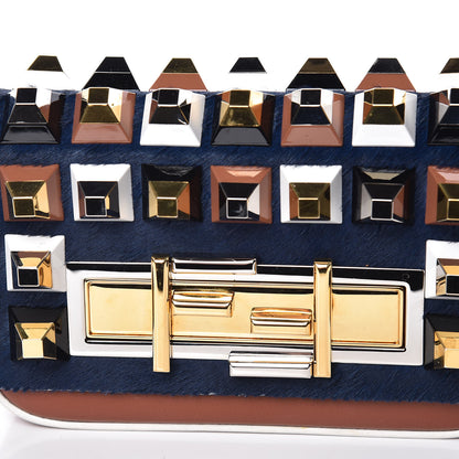 Fendi Vitello Dolce Calf Hair Studded Mini 3Baguette Shoulder Bag Caramello Iris 14 of 16