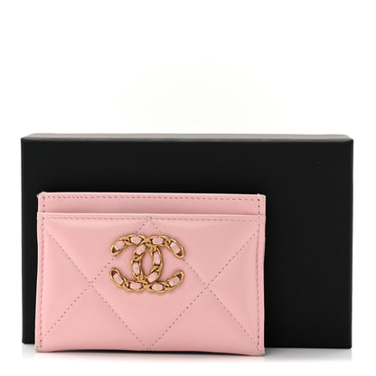 Chanel Lambskin Quilted Chanel 19 Card Holder Light Pink 9 of 9