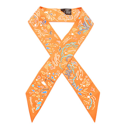 Hermes Silk Isola Di Primavera Twilly Potiron Bleu Tabac 1 of 3