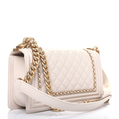 Chanel Aged Calfskin Quilted Medium Jacket Boy Flap White 3 of 12