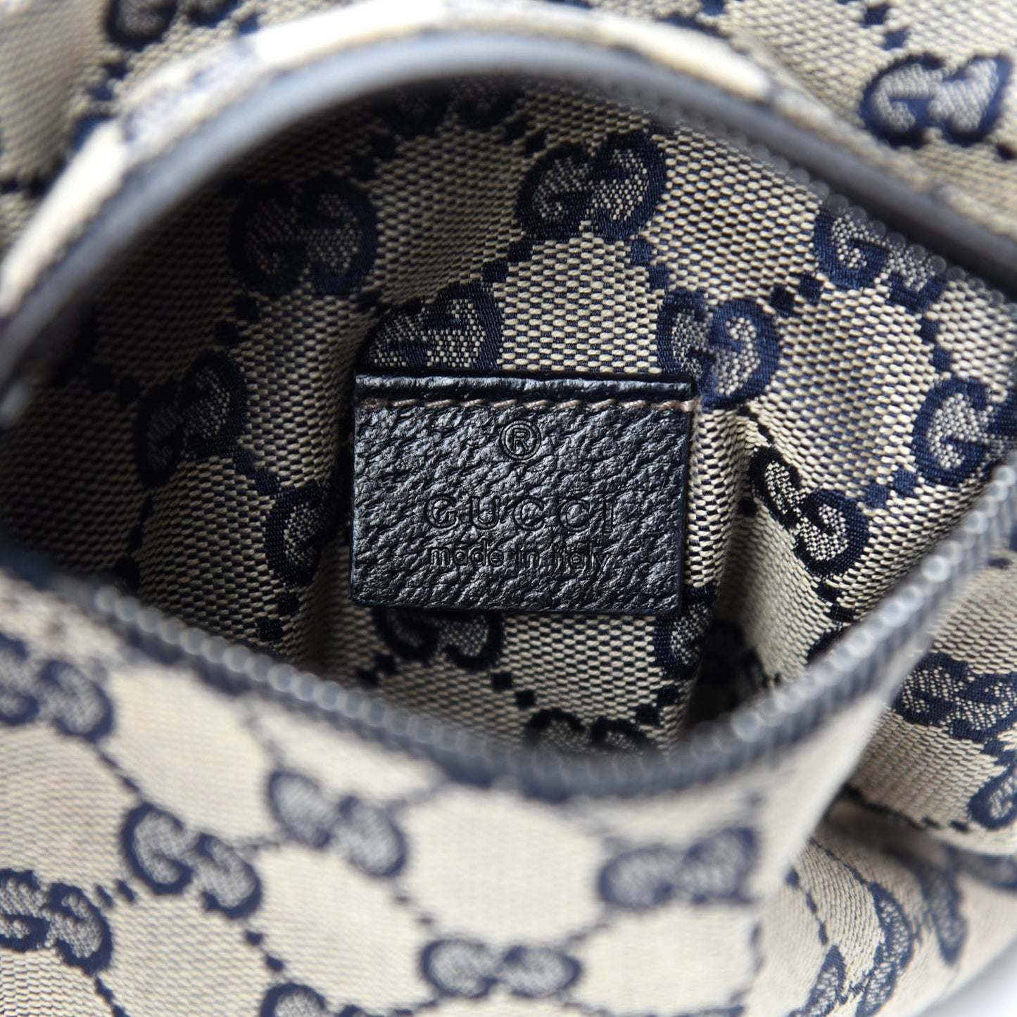 GG Monogram Web Double Pocket Belt Bag Navy