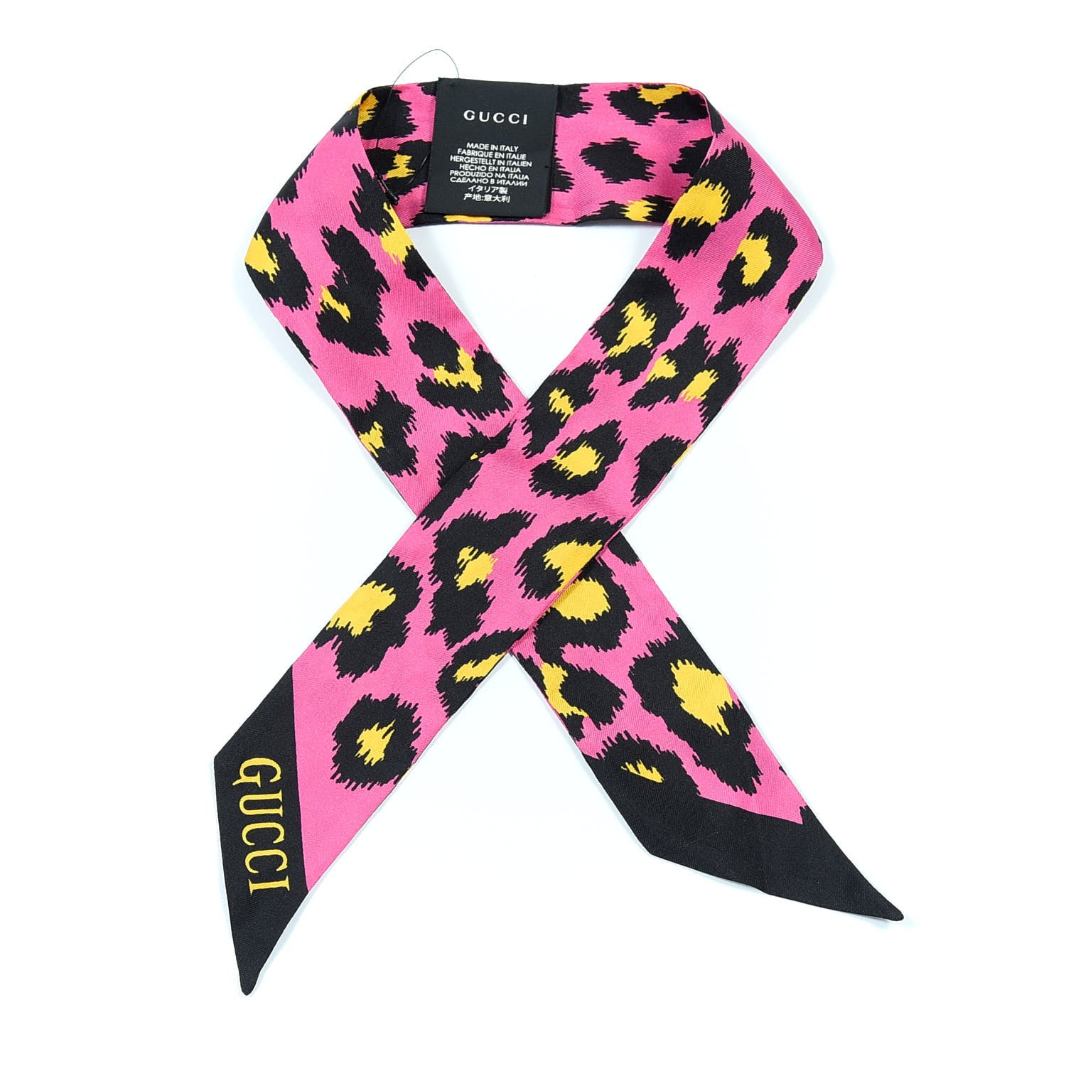 Gucci Silk Leo Pop Neck Bow Pink 1 of 3