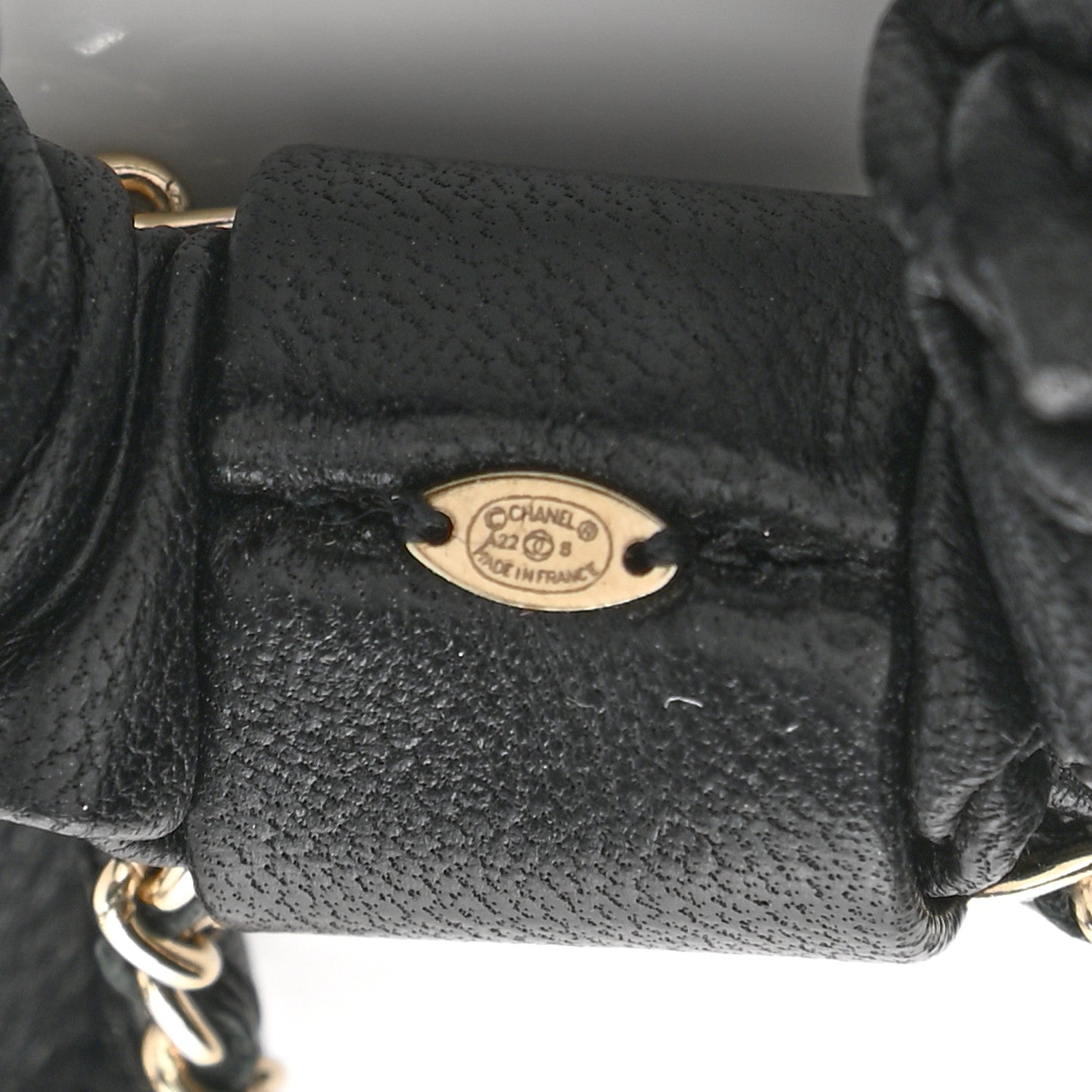 Chanel Lambskin Chain CC Hair Bow Tie Black Gold 3 of 3