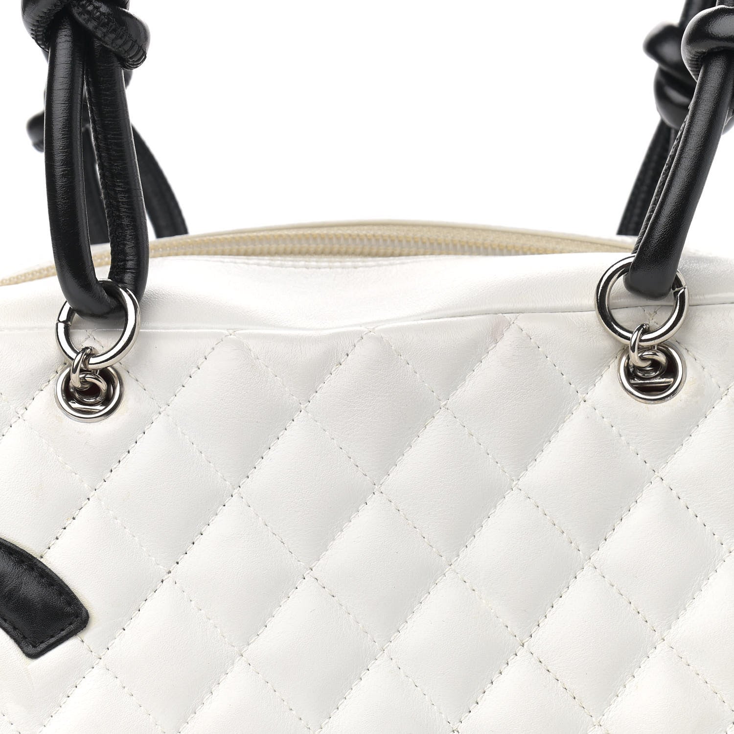 Chanel Calfskin Quilted Large Cambon Bowler White Black 8 of 14