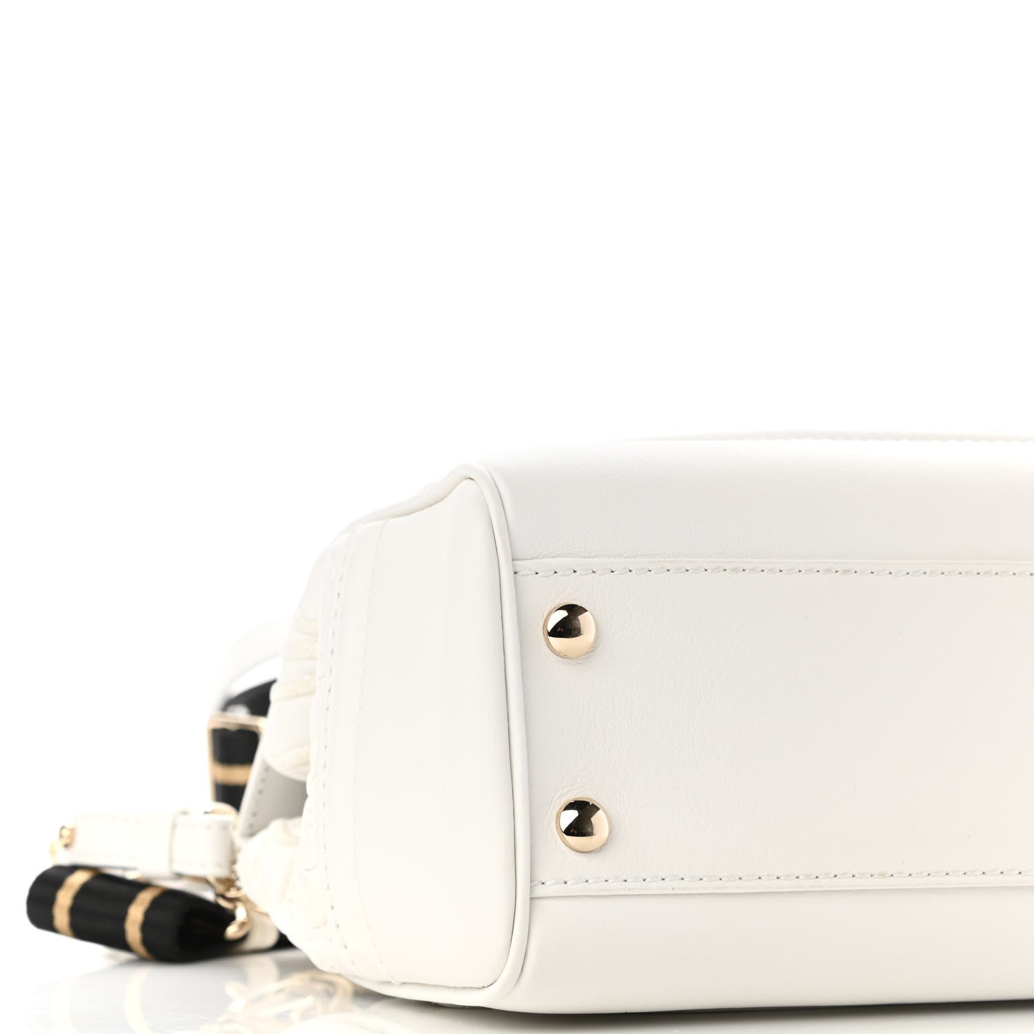 Versace Calfskin Embroidered Medium Baroque Palazzo Empire Bag White 8 of 10
