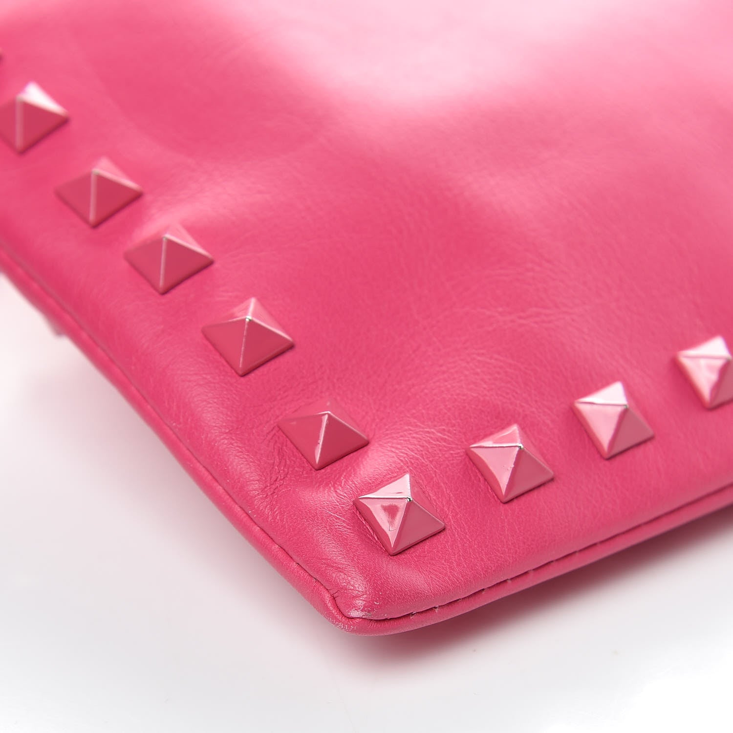 Valentino Garavani Vitello Monochrome Large Rockstud Zip Wristlet Pouch Pop Fuxia 8 of 10