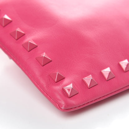 Valentino Garavani Vitello Monochrome Large Rockstud Zip Wristlet Pouch Pop Fuxia 8 of 10