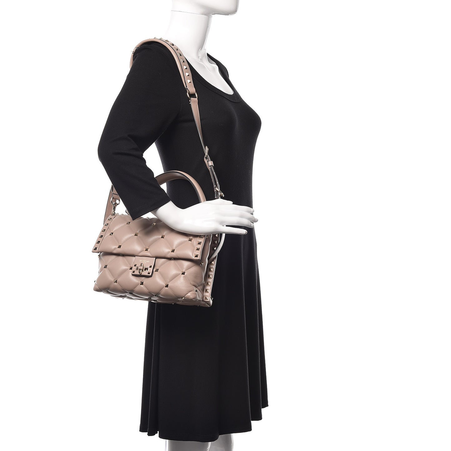 Nappa Medium Candystud Top Handle Bag Poudre